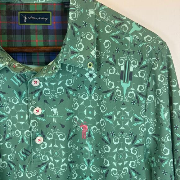 William Murray Men’s M Golf Polo Shirt Turquoise Martini Stretch Performance EUC - Picture 1 of 10